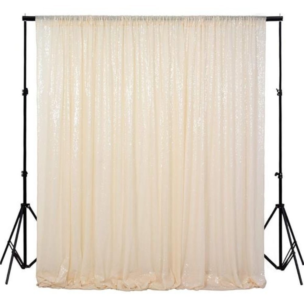 4FTX6FT-Ivory-SEQUIN Photo Backdrop, Beige Wedding Photo Booth, Photography